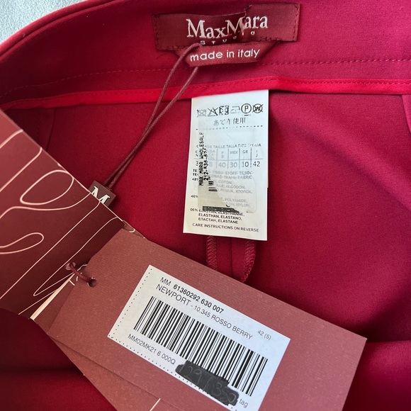 New Max Mara Studio Skinny Fit Pintuck Newport Pants Side Zip Closure Size 8 - Picture 5 of 8